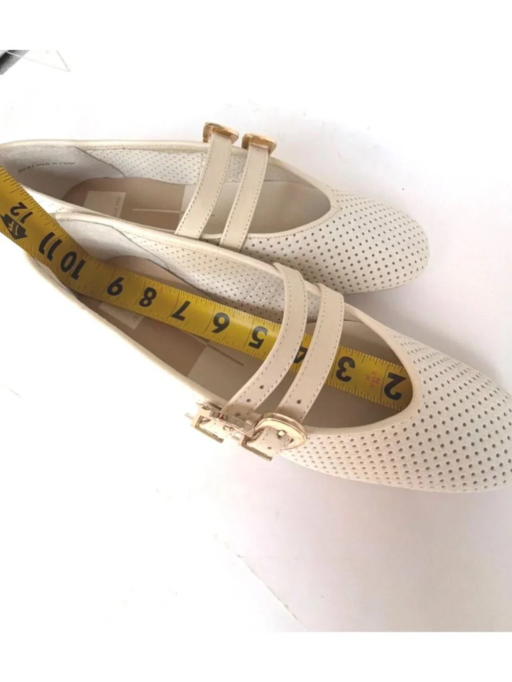 Dolce Vita Baylee Mary Jane Flats Double Buckle Bone Ivory Leather Size 8.5